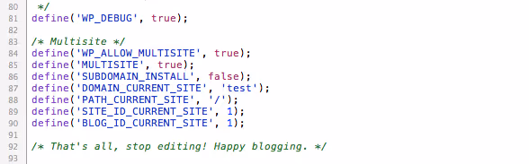 Mitmiksaidikonfiguratsiooni sisestamine wp-config.php faili