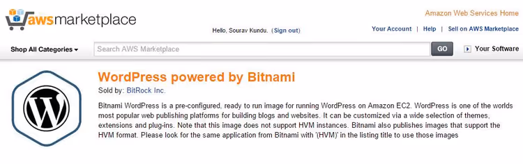 Навигация по каталогу AWS Marketplace
