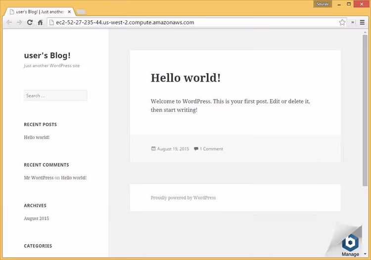 Административная панель WordPress на облаке AWS EC2