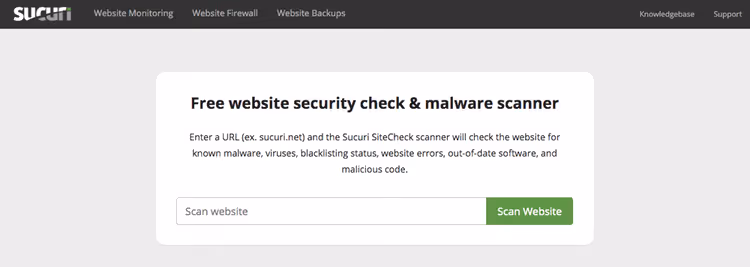Звіт онлайн-сканера Sucuri SiteCheck для сайту WordPress