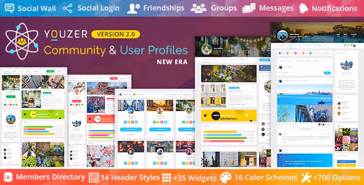 Interfaccia profilo utente Youzify per BuddyPress