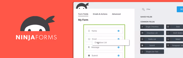 Ninja Forms, um construtor de formulários WordPress com campos de arrastar e largar