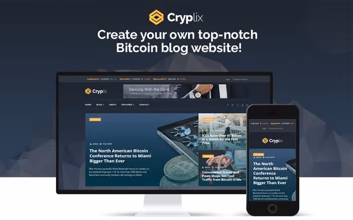Screenshot del tema Cryplix, blog su criptovalute