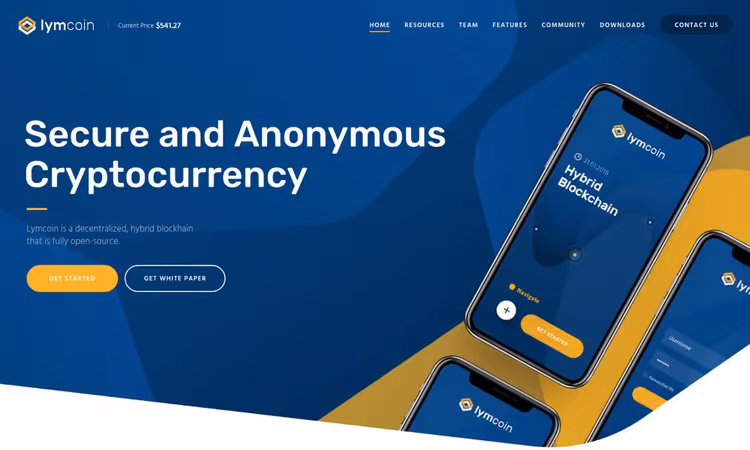Screenshot del tema Lymcoin, mining e coaching su crypto