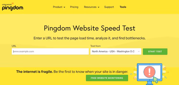 Detailed Pingdom Tools report with request waterfall