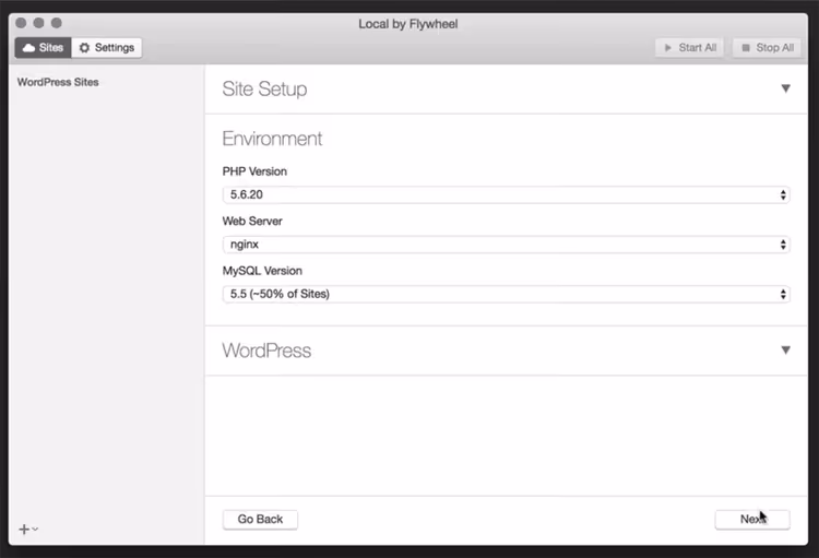 Veiviser for nettstedoppretting, trinn 2: PHP-versjon og webserver