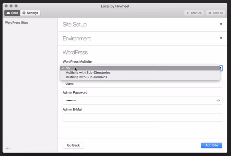 Veiviser for nettstedoppretting, trinn 3: WordPress-påloggingsinformasjon