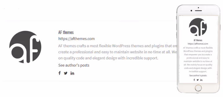 Démonstration de la boîte auteur de WP Post Author sur un site web