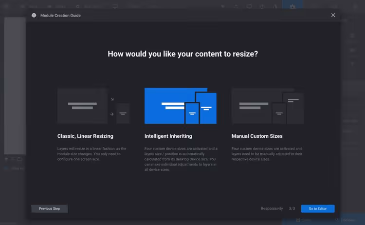 Slider layout and size settings