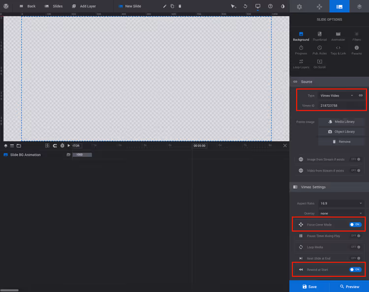 Setting up video background via YouTube