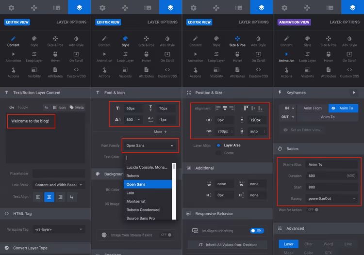Editing text layer on slide