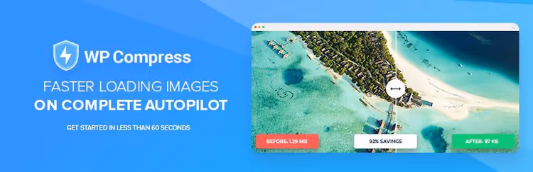 Tableau de bord du plugin WP Compress pour la compression d'images