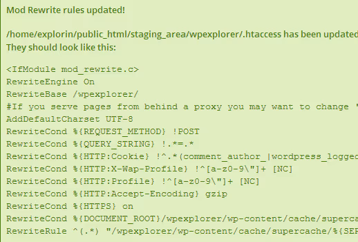 Aggiornamento riuscito delle regole mod rewrite in htaccess