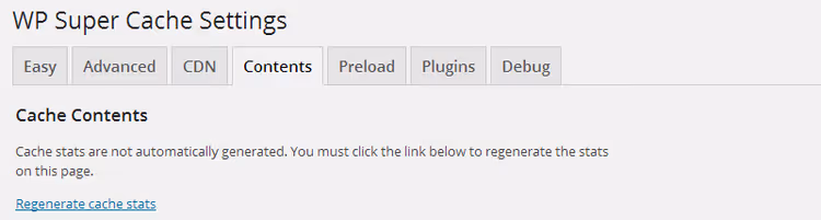 Scheda Contenuti con pagine in cache