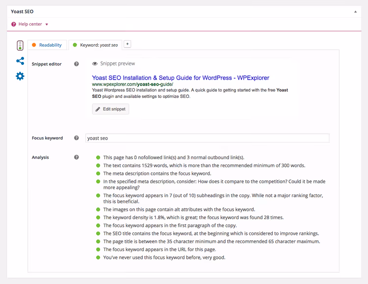 Analyse de lisibilité Yoast SEO
