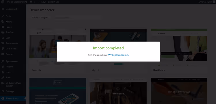 A importar layout de demonstração no tema Total para WordPress