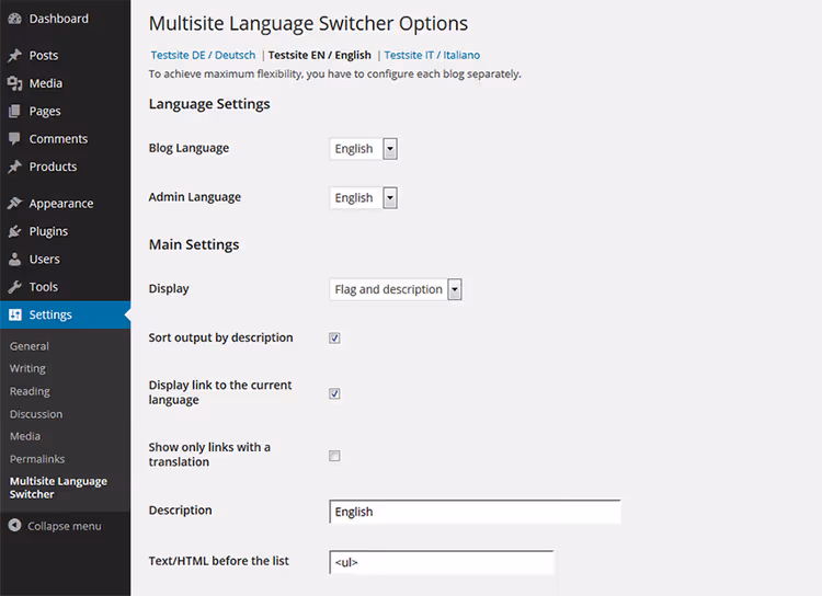 Post translation selection metabox in Multisite Language Switcher