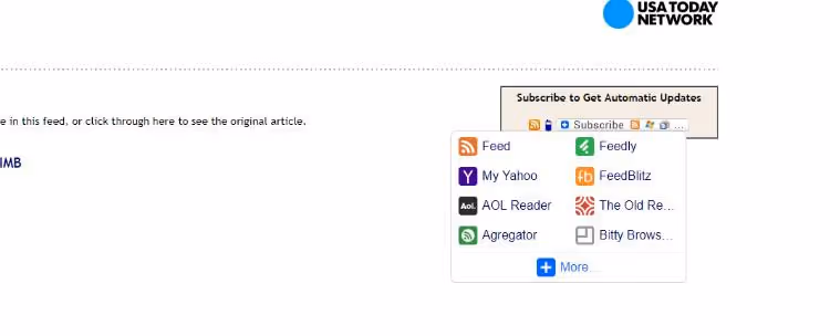 Selecting RSS subscription categories on a publication's site