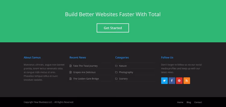 Total theme social buttons widget with RSS icon