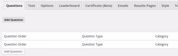 Add new question button in QSM