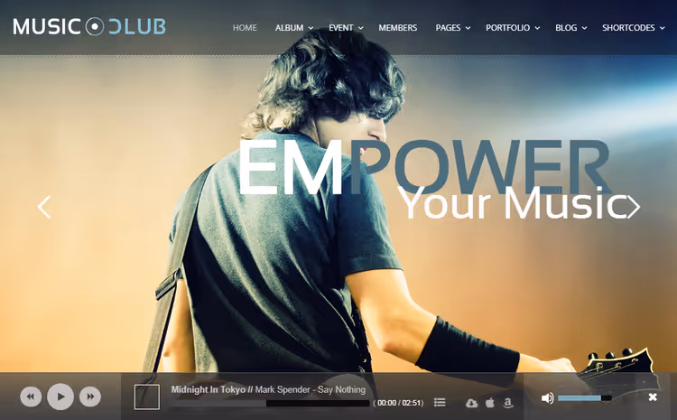 Тема Music Club, floating-плеєр і картковий дизайн для клубної музики