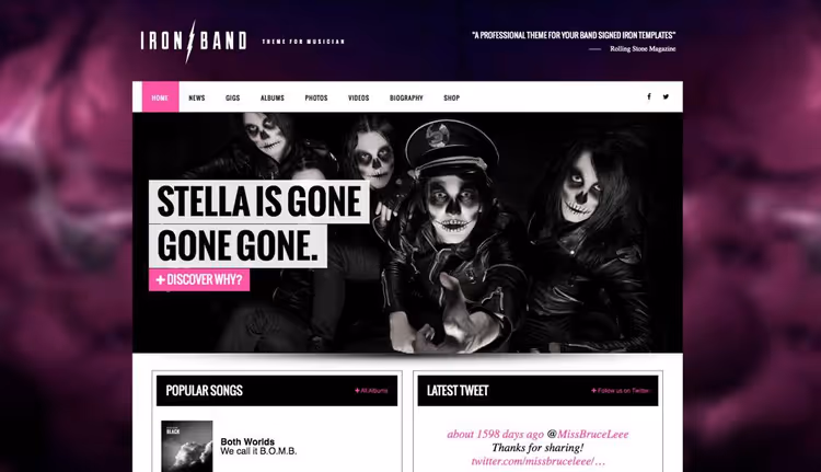 Тема IronBand від IronTemplates, рок-тема з HTML5-плеєром