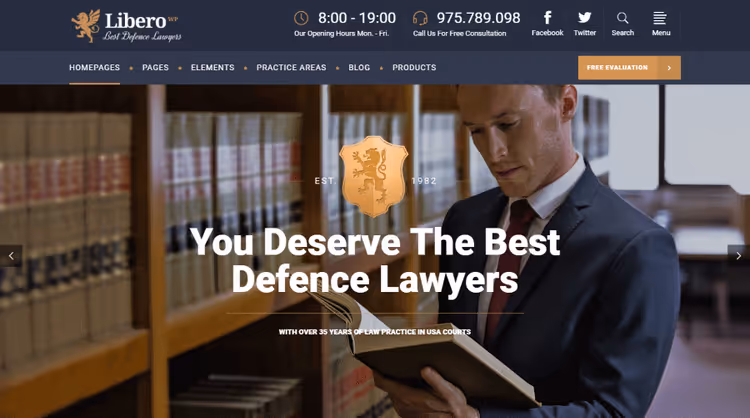 Сторінка практики теми Libero для юридичних фірм