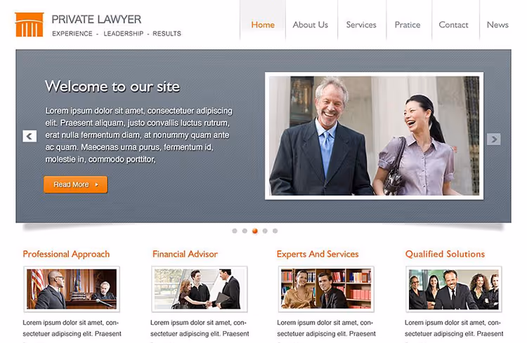 Слайдер головної сторінки теми Private Lawyer від Templatic