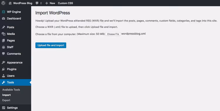 Загрузка XML файла через импортёр WordPress