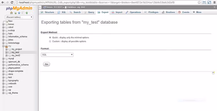 Экспорт базы данных WordPress в SQL формат