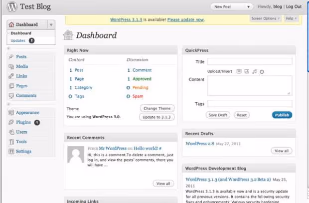 WordPress 3.0 Thelonious, menus de navegação, tipos de conteúdo personalizados e Twenty Ten