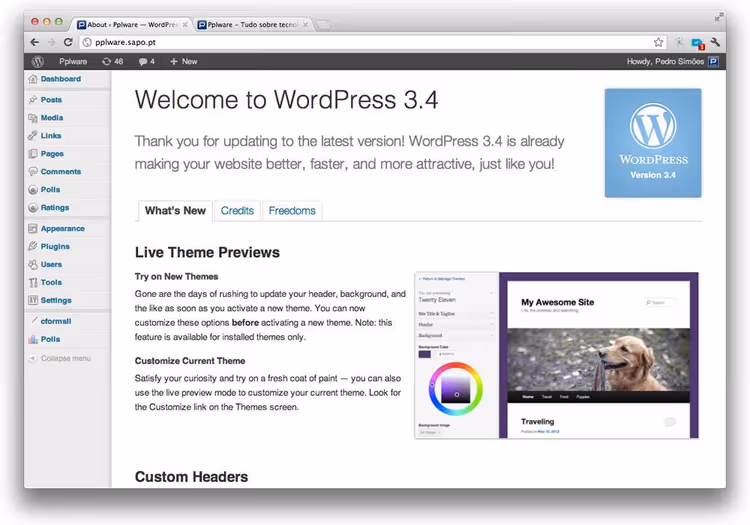 WordPress 3.6 Oscar, revisões com comparação ao vivo e leitores HTML5 integrados
