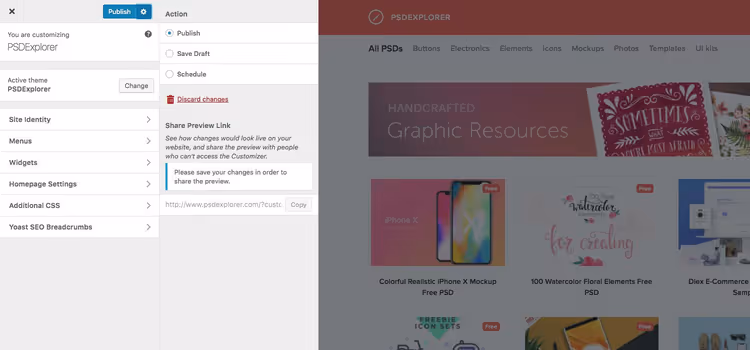 Agendamento de alterações no personalizador do WordPress 4.9
