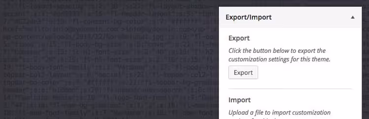 Interface d'exportation et d'importation des réglages du personnalisateur
