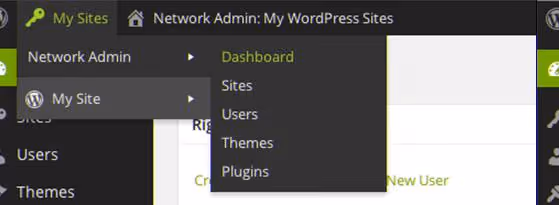 Dropdown-Menü der WordPress-Netzwerkadministration