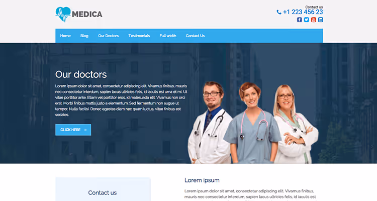 Medica PRO teema ThemeIsle'ilt korporatiivse kujundusega arstile