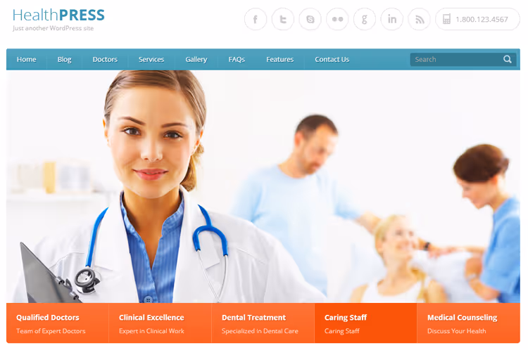 HealthPress teema InspiryThemesilt arstidele ja hambaarstidele