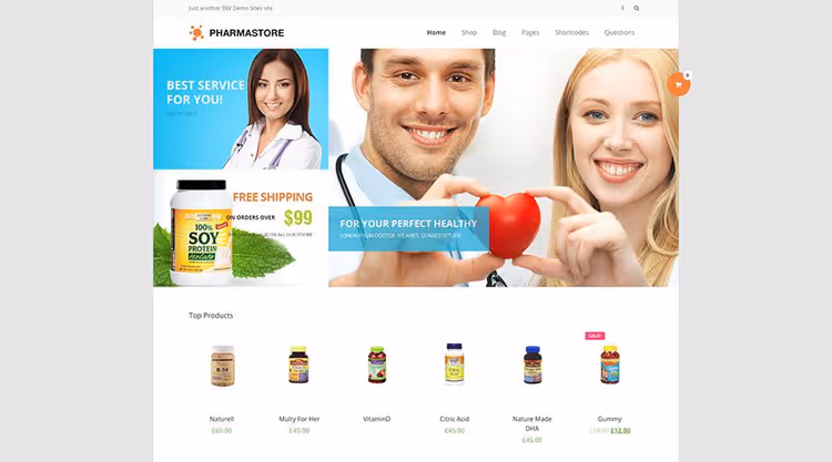 DW PharmaStore teema veebipoega apteegile WooCommerce'il