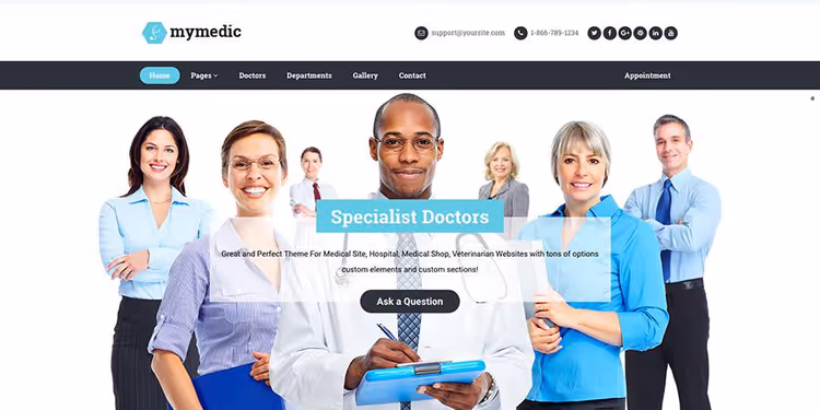 MyMedic teema mobiilisõbraliku kujunduse ja broneerimisvormiga ThemeJunkie'lt