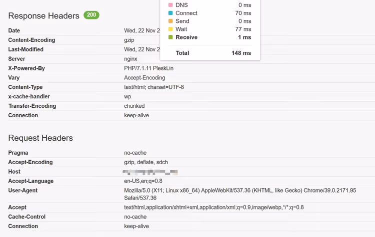 Miglior risultato TTFB sotto i 150 ms su server veloce con cache