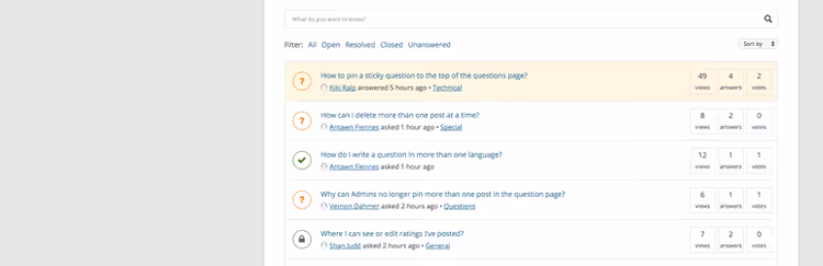 Lista de preguntas en el plugin DW Question Answer para WordPress