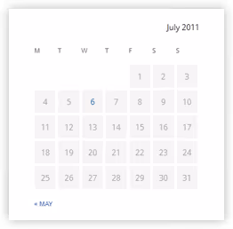 Widget calendrier WordPress après mise en forme CSS