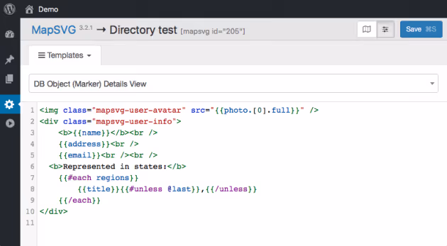 Редактори CSS і JavaScript всередині MapSVG