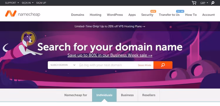 Domain control panel with DNS settings at the registrar