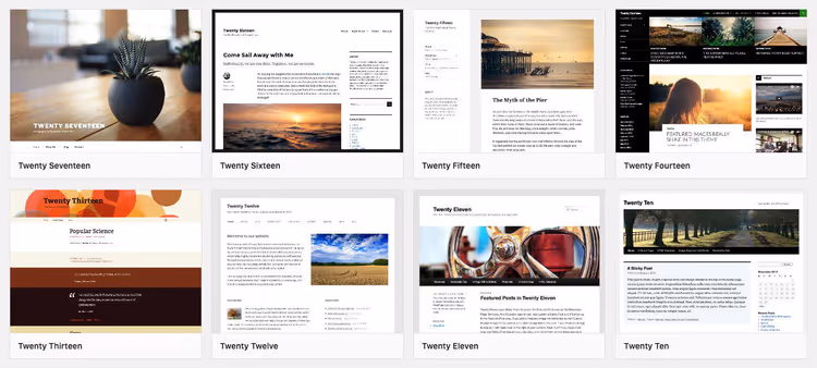 Default WordPress theme on a blog site