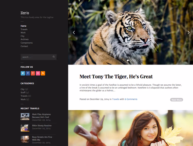 Zero free blog theme demo