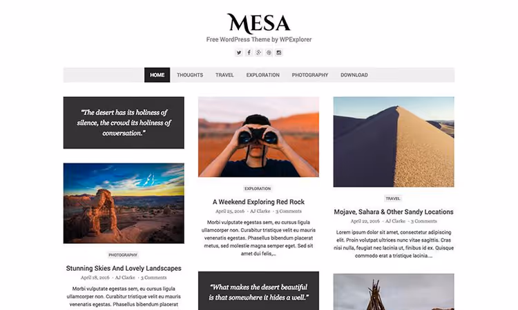 Mesa WordPress theme demo