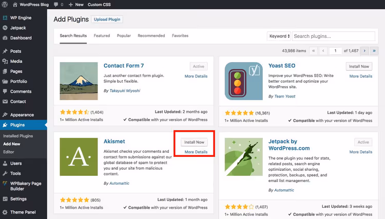 Installing a new plugin via WordPress admin