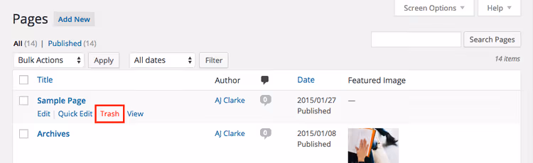 Deleting sample post in WordPress