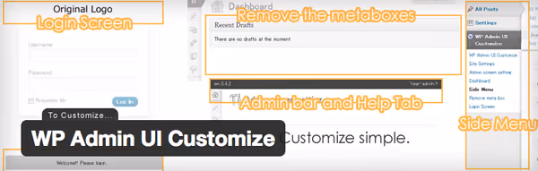 General view of the WP Admin UI Customize plugin